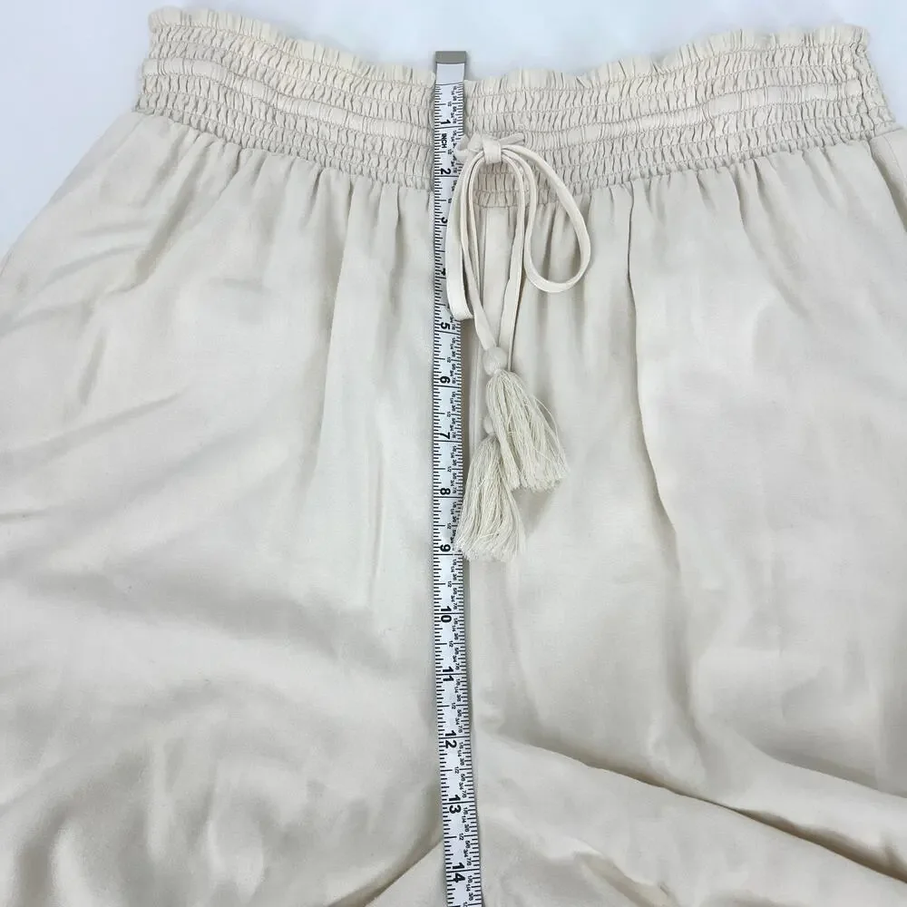 American Eagle Festival Beach Crochet Drawstring Cropped Pants Size L **READ**